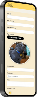 iPhone displaying pet tap registration